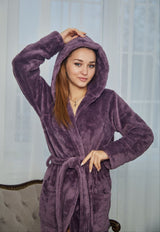 Жіночий халат з велсофту однотонний