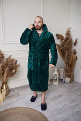 Чоловічий халат з велсофту однотонний