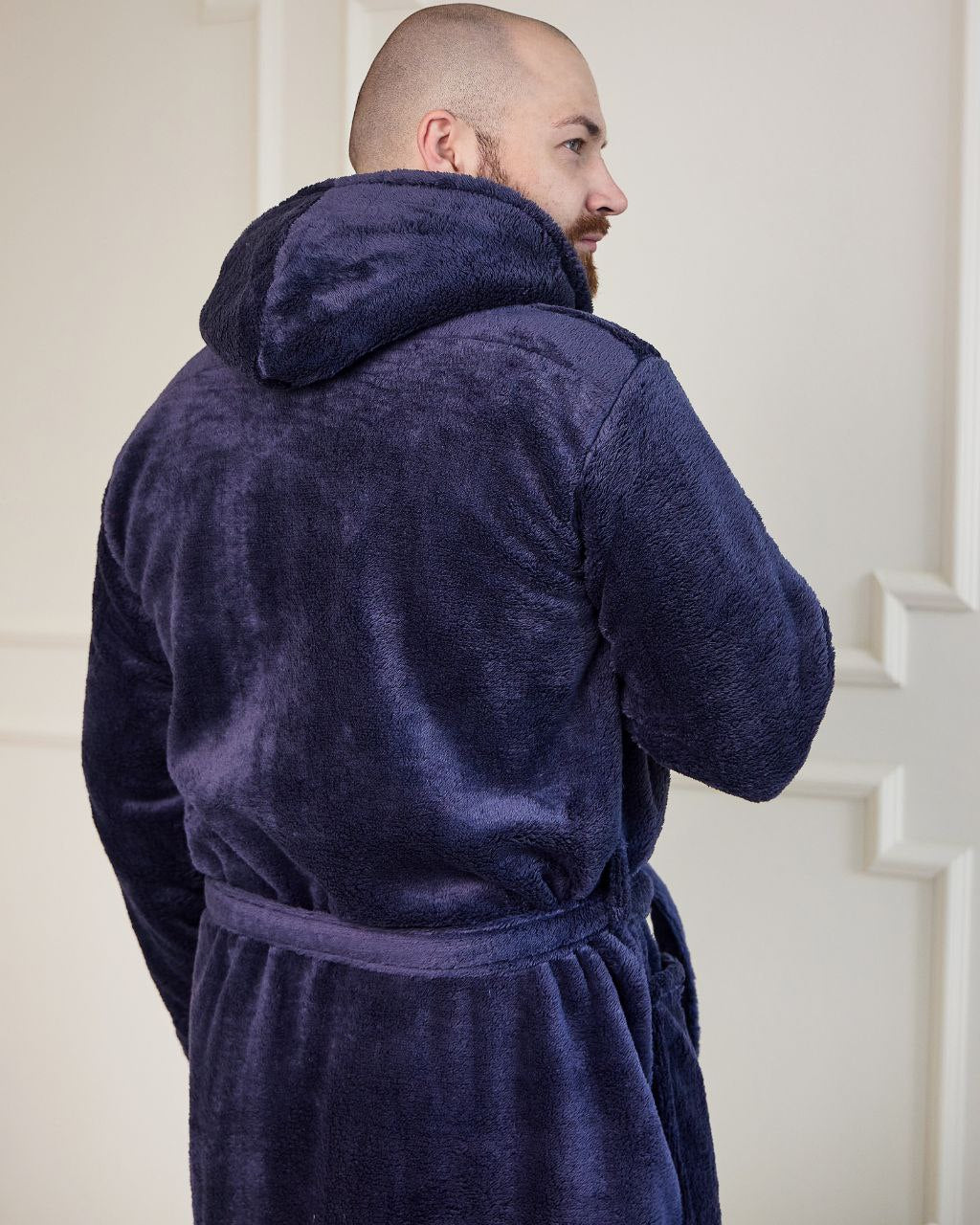 Чоловічий халат з велсофту однотонний