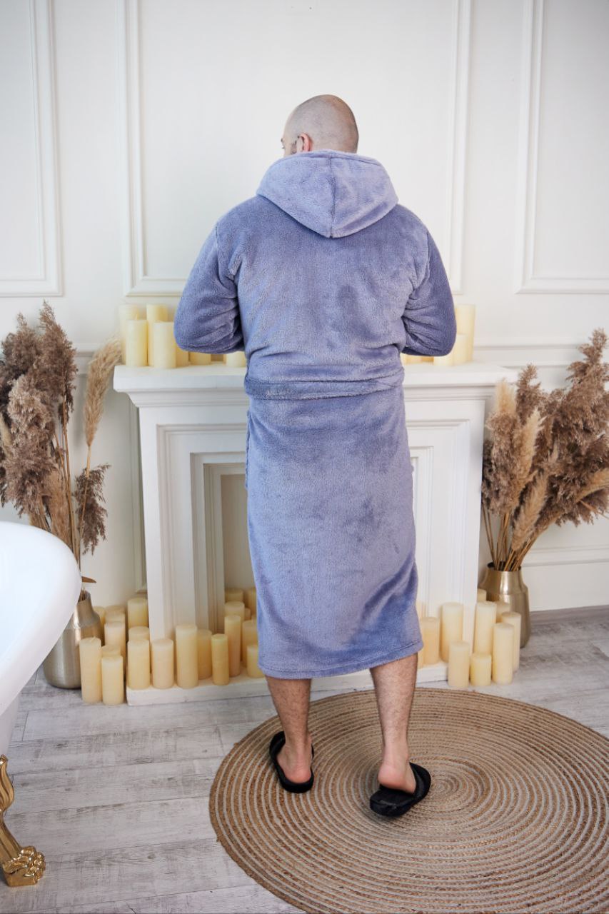Чоловічий халат з велсофту однотонний