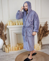 Чоловічий халат з велсофту однотонний