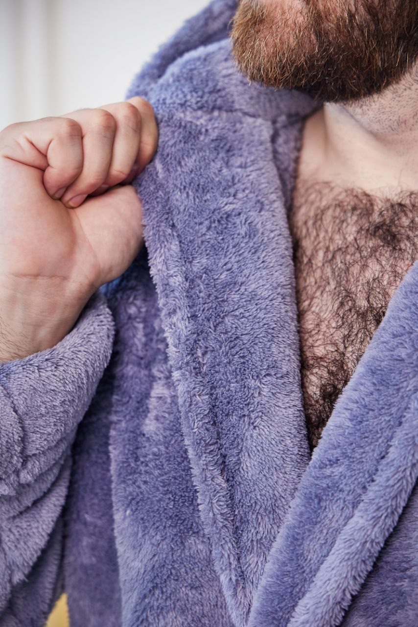 Чоловічий халат з велсофту однотонний