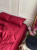 Комплект постільної білизни зі страйп сатину Red