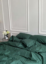 Комплект постільної білизни зі страйп сатину Smaragd