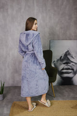 Жіночий халат з велсофту однотонний