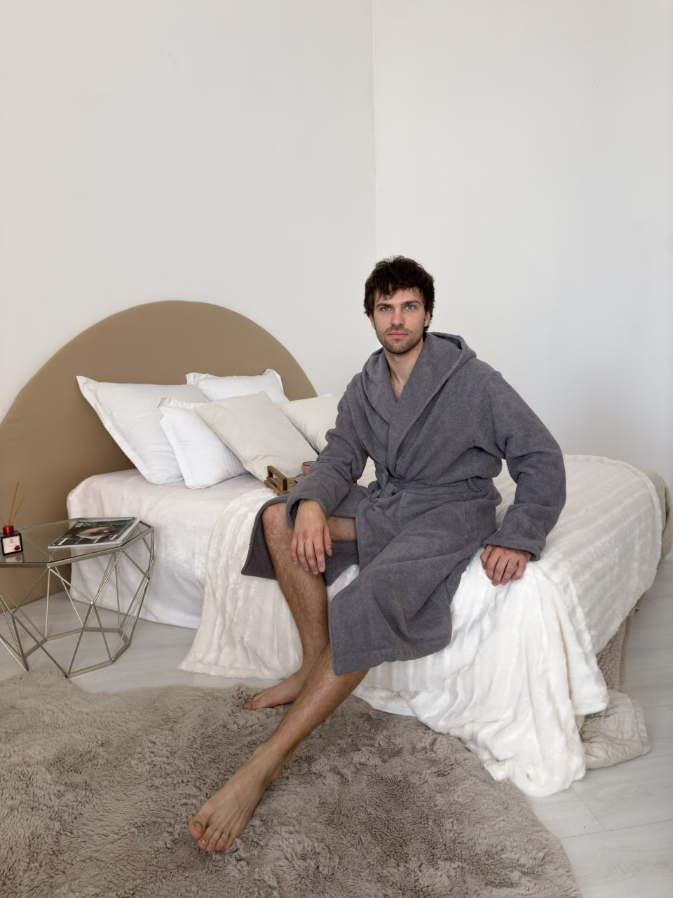 Чоловічий халат махровий з капюшоном Fortune