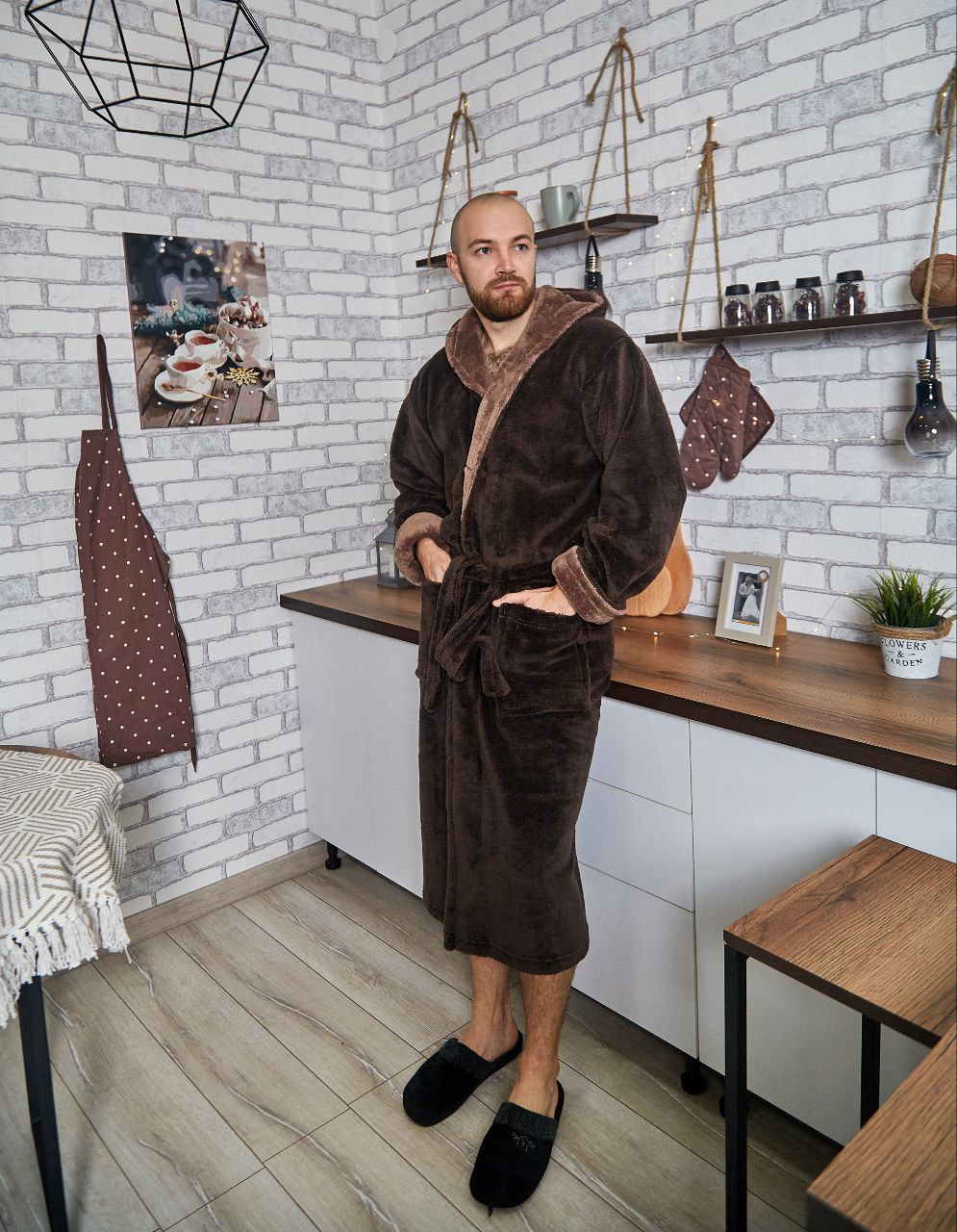 Чоловічий халат з велсофту