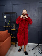 Чоловічий халат з велсофту однотонний