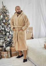 Чоловічий халат з велсофту однотонний