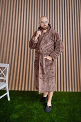 Чоловічий халат з велсофту однотонний