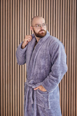 Чоловічий халат з велсофту (шаль)