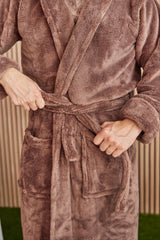 Чоловічий халат з велсофту однотонний