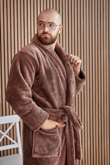 Чоловічий халат з велсофту (шаль)